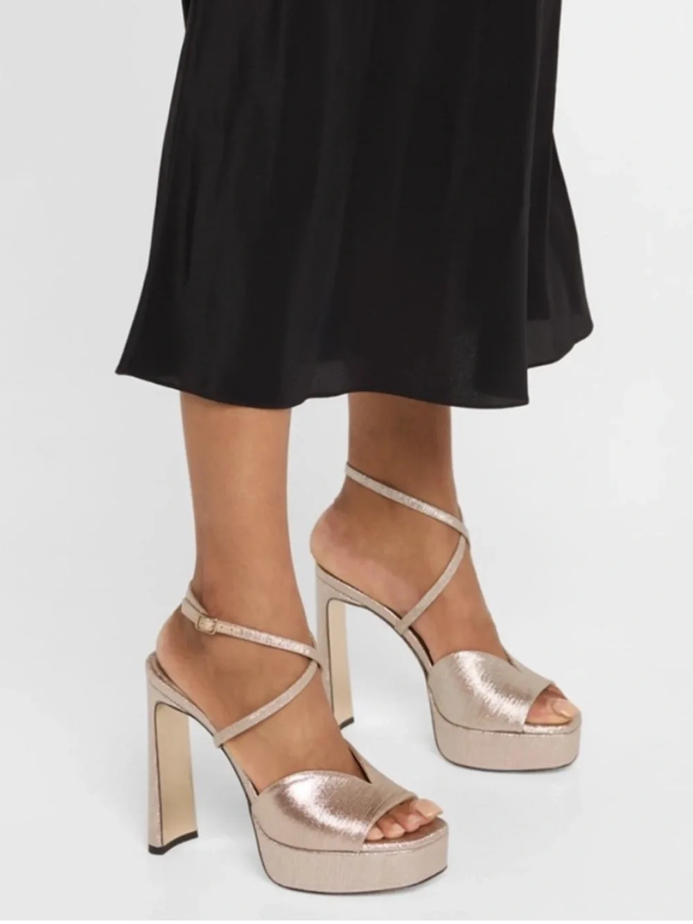 Jimmy Choo Karli 125 Silver Metallic Platform Sandals Disco Glam 39 Disco Glam